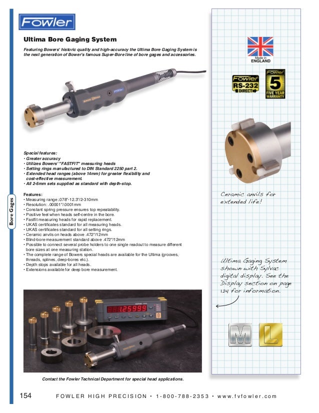 Bore 4.725 Measuring Depth 18.70119.685 Measuring Range Fowler 54370