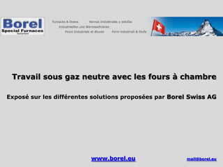 Travail sous gaz neutre avec les fours à chambre

Exposé sur les différentes solutions proposées par Borel Swiss AG




                          www.borel.eu                 mail@borel.eu
 