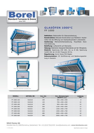 Standard Furnaces & Ovens
since 1918
St d d F & O
SOLO Swiss SA
Grandes-Vies 25, 2900 Porrentruy, Switzerland - Tel. +41 (...