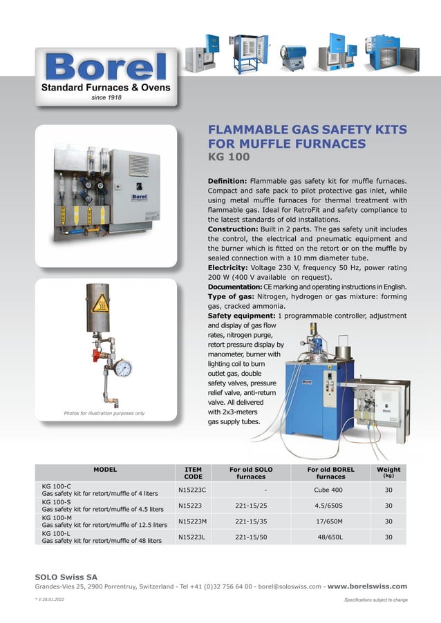Flammable gas safety kits for muffle furnaces PDF