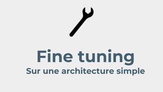 Fine tuning
Sur une architecture simple
 