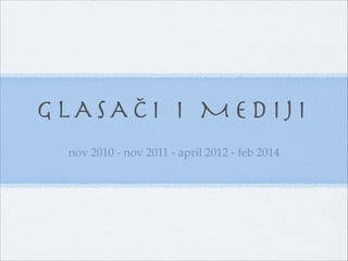 GLASAČI I MEDIJI
nov 2010 - nov 2011 - april 2012 - feb 2014
 
