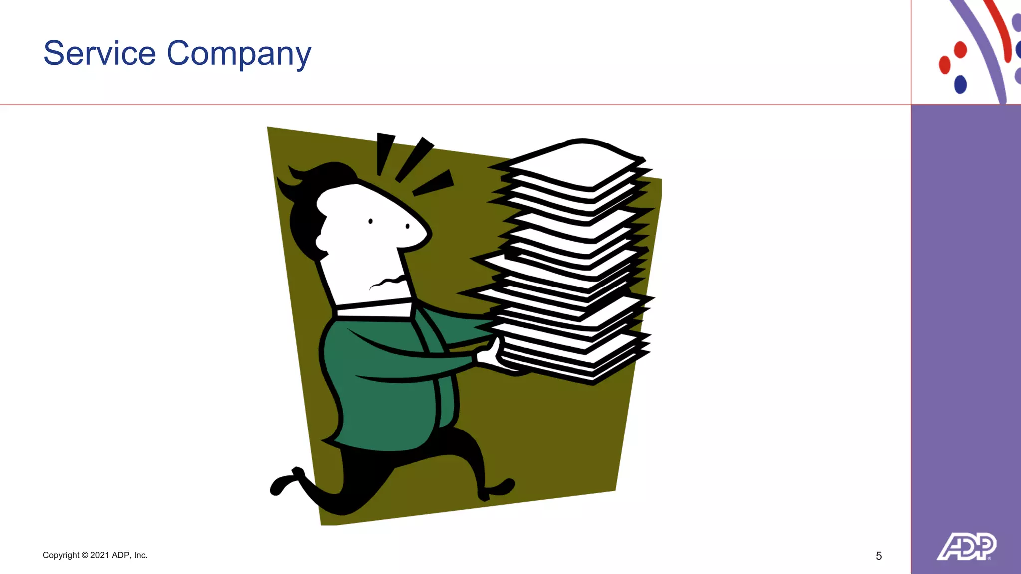 Copyright © 2021 ADP, Inc.
Service Company
5
 