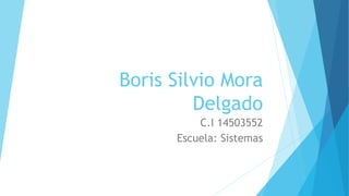 Boris Silvio Mora
Delgado
C.I 14503552
Escuela: Sistemas
 