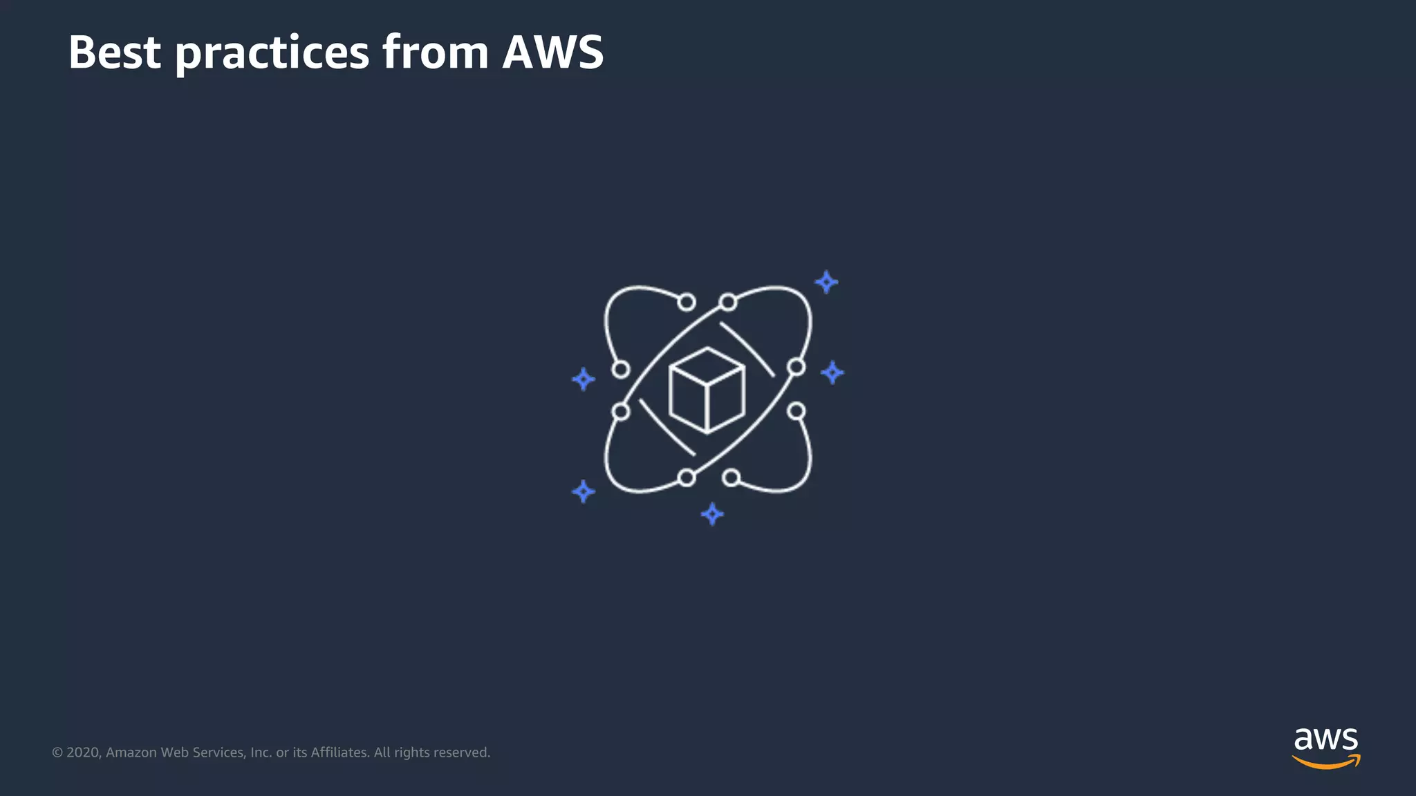 © 2020, Amazon Web Services, Inc. or its Affiliates. All rights reserved.
Best practices from AWS
 