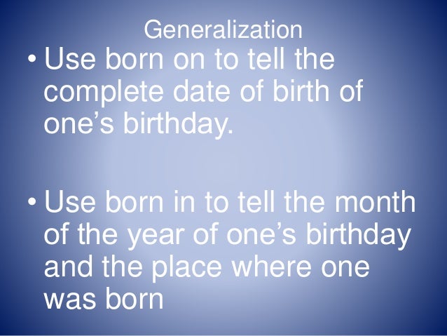 Born In And Born On