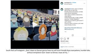 South Park auf Instagram: „Goin' down to Denver gonna have my self time Friendly faces everywhere, humble folks
without temptation Goin' down to Denver, leave all my…“
 