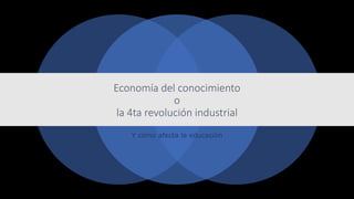 Economía del conocimiento
o
la 4ta revolución industrial
Y cómo afecta la educación
 