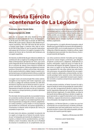 Revista Ejército  951 Extra Junio 20204
PRÓLOGO
GE JEMEEste año se cumplen 100 años desde la firma del
Real Decreto de Fun...