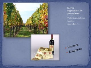 Fuerza
negociadorade
proveedores.
“Poder negociador de
nuestros
proveedores”.
 