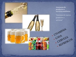 Amenazasde
productoso
serviciossustitutos.
“Amenaza de nuevos
productos o
servicios”
 