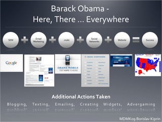 Barack Obama -
Here, There … Everywhere




    Additional Actions Taken



                               MDMK09 Borislav...