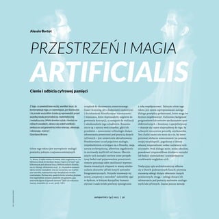 Alessio Bortot

Przestrzeń i Magia

Artificialis
Cienie i odbicia cyfrowej pamięci

Z tego, co powiedziano wyżej, wynikać ...