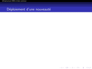 Infrastructure DNS et bien commun
Déploiement d’une nouveauté
 