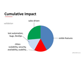 @RichMironov
Cumulative Impact
visible features
validation
sales-driven
-ilities:
scalability, security,
availability, usa...