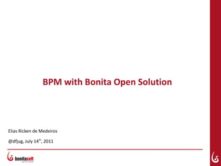 BPM with Bonita Open Solution



Elias Ricken de Medeiros

@dfjug, July 14th, 2011
 