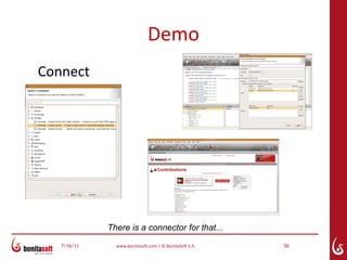 Demo
Connect




             There is a connector for that...
   7/16/11     www.bonitasoft.com | © BonitaSoft S.A.   50
 