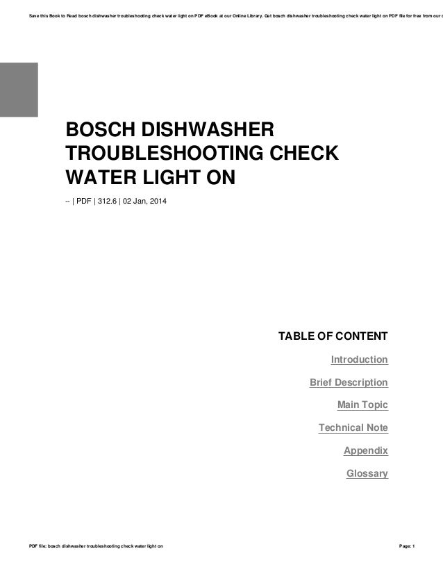 troubleshooting a bosch dishwasher