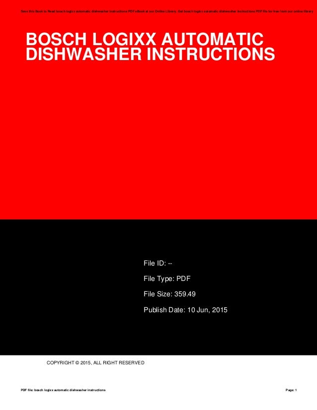 bosch logixx automatic dishwasher manual