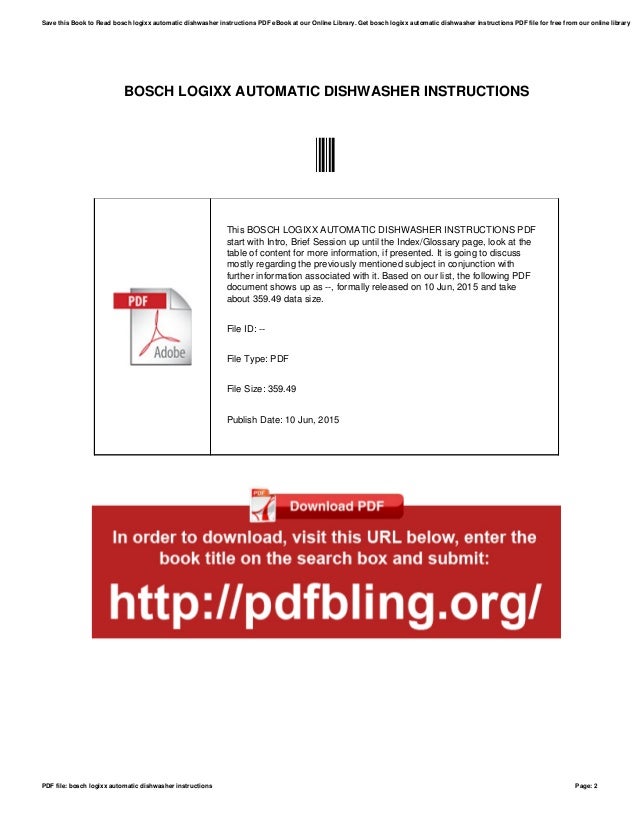 bosch logixx automatic dishwasher manual