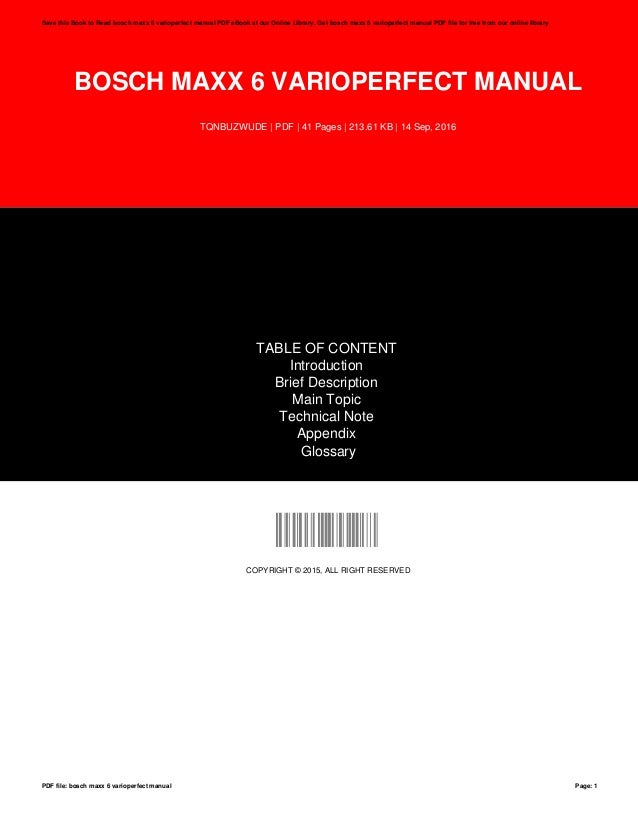 Bosch Maxx 6 Varioperfect Manual