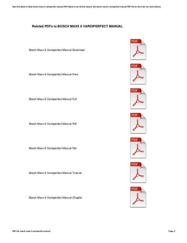 Bosch Maxx 6 Varioperfect Manual