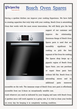 Bosch Oven Spares