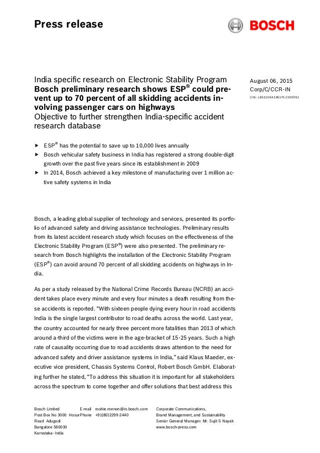 Bosch Report In Esp For India