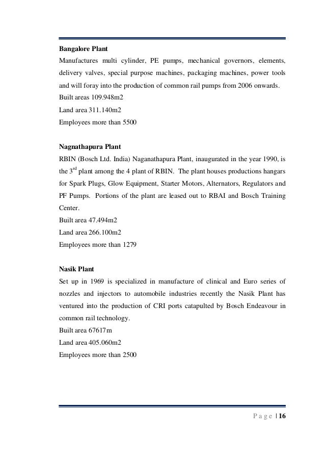Bosch Project Part A For Mba Student