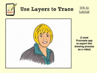 Use Layers to Trace
(I used
Procreate app
to export this
drawing process
as a video)
link to
tutorial
 