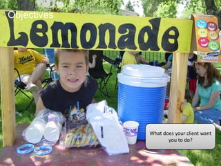 ObjectivesWhat does your client want you to do?