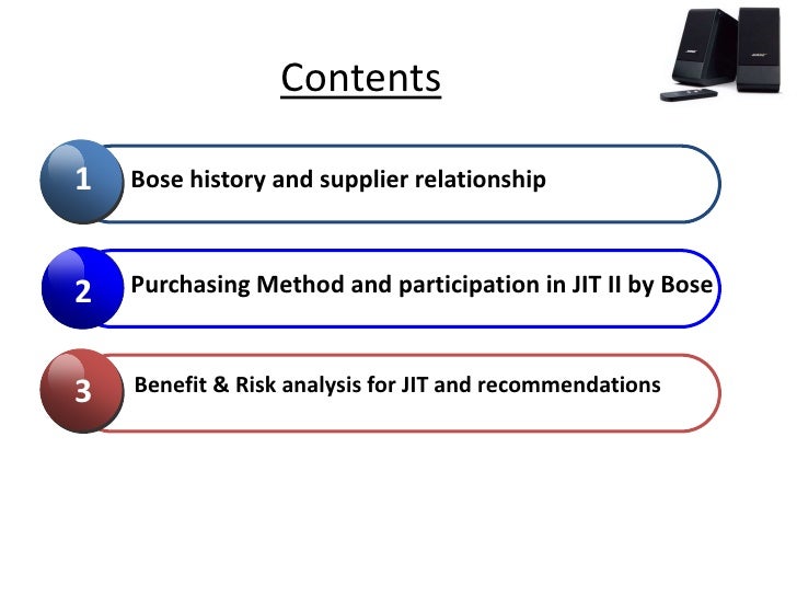 bose jit ii Case no18: bose corporation: the jit ii program (a) i case background: bose corporation was founded in 1964 by dr amar bose, a professor of electrical engineering and computer science at. bose jit ii Case no18: bose corporation: the jit ii program (a) i case background: bose corporation was founded in 1964 by dr amar bose, a professor of electrical engineering and computer science at.