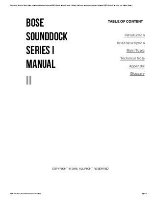 Bose sounddock series i manual