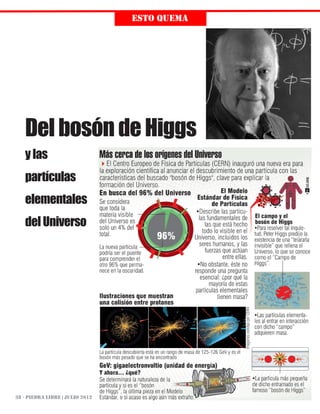 ESTO QUEMA




   Del bosón de Higgs
   y las
   partículas
   elementales
   del Universo




38 - PIEDRA LIBRE | jULIO 2012
 