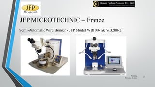 JFP MICROTECHNIC – France
Semi-Automatic Wire Bonder - JFP Model WB100-1& WB200-2
Tuesday,
February 28, 2017
42
 