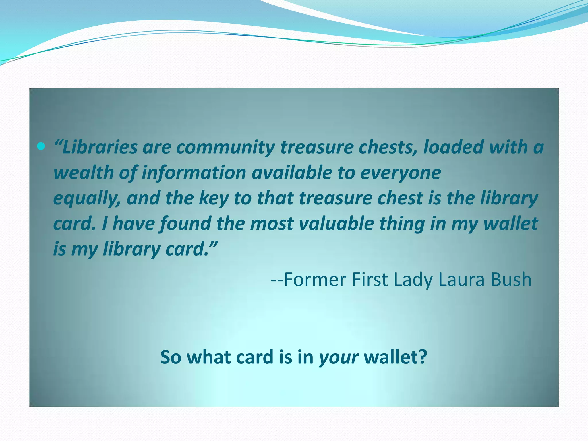 ProgramsOther programs included:Visit by NY Times bestselling author Lorna BarrettRegularly scheduled storytimes & baby lapsitsBook discussion groups for all ages Family activities such as Bedtime Bingo and Lego “block parties”Volunteer-led ESOL tutoringPAWS to ReadTown “Big Truck Day”