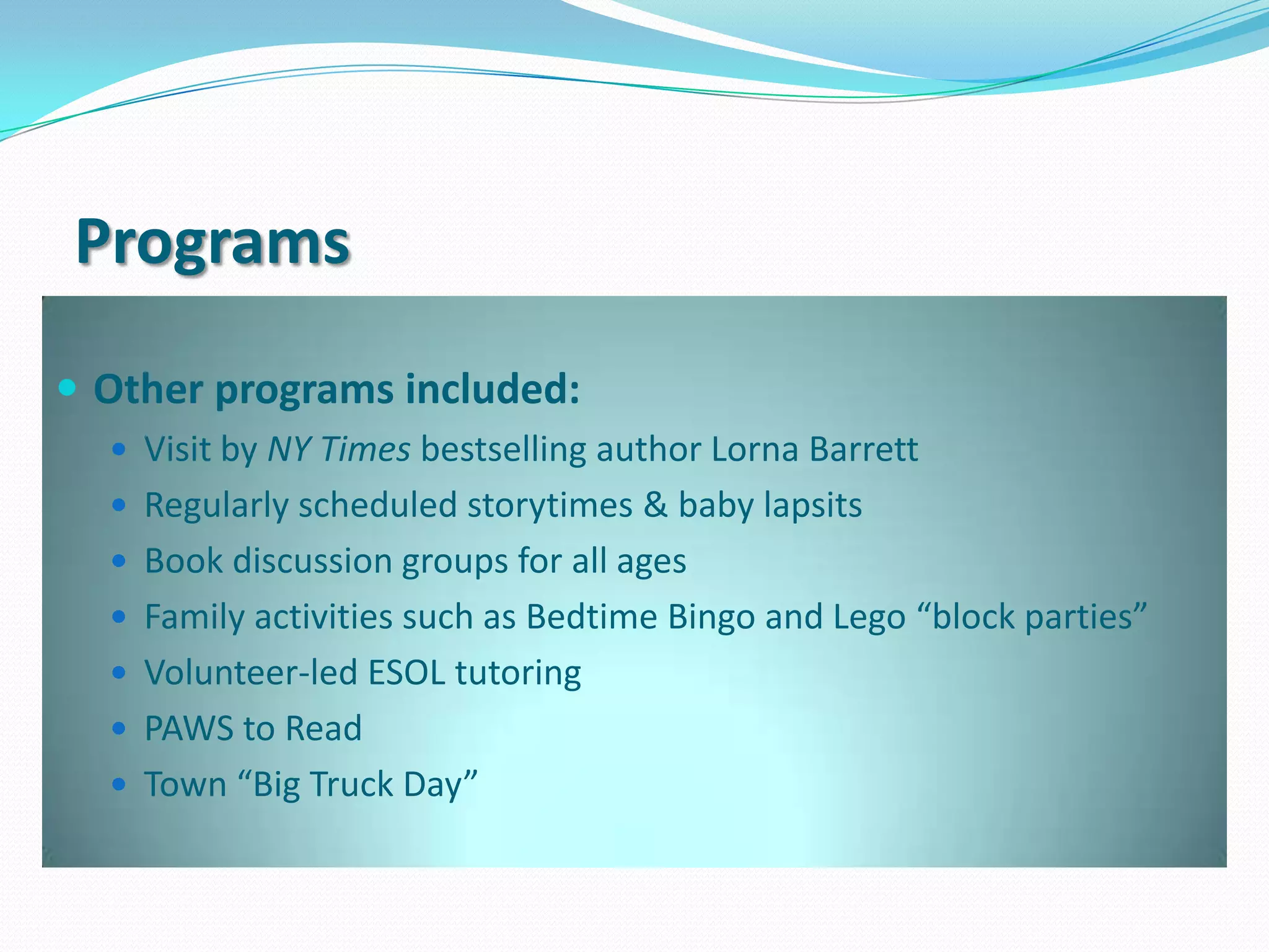 Mary Ann Shea promoted to Head of Circulation.