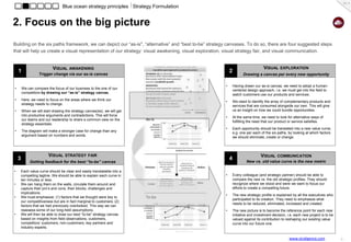 Ch. 5
                       Blue ocean strategy principles ⎥ Strategy Formulation


3. Reach beyond existing demand
Non-customers tend to offer us far more insight into how to unlock and grow a blue ocean than do relatively content existing customers. Beyond our current
market are “soon to be”, “refusing”, and “unexplored” non-customers, representing untapped demand waiting to be released.




                                                             DE-SEGMENTING MARKETS, AGGREGATING COMMONALITIES                   AND MAXIMIZING THE NEW MARKET


                                                            This is the farthest away tier of non-customers from our industry’s existing customers. Typically, these
                             Unexplored                     unexplored non-customers have not been targeted or thought of as potential customers by any player in
                                                            our industry. That’s because their needs and the business opportunities associated with them have
                             Non-customers who are in
          THIRD                                             somehow always been assumed to belong to other markets.
                             markets distant from ours      Can we reach beyond existing customers and look across multiple markets to aggregate commonalities
          TIER
                                                            into a new market?


                             Refusing                       Refusing non-customers are people who either do not use or cannot afford to use the current market
                                                            offerings because they find them unacceptable or beyond their means. Their needs are either dealt with
                 SECOND      Non-customers who              by other means or ignored.
                 TIER        consciously choose against     What are the key reasons non-customers refuse to use the products or services of our industry?
                             our market                     Look for the commonalities across their responses. Focus on these, and not on their differences.

                                                            Soon-to-be customers are those who minimally use the current market offerings to get by as they search
                             Soon to be                     for something better. Upon finding any better alternative, they will eagerly jump ship. Locked within these
                    FIRST    Non-customers who are on       first-tier non-customers is an ocean of untapped demand waiting to be released.
                                                            What are the key reasons first-tier non-customers want to jump ship and leave our industry?
                    TIER     the edge of our market
                                                            Look for commonalities across their response. Focus on these, and not on the differences among them.
                             waiting to jump ship

                                                                                             Look for commonalities across tiers.
                                                                                               Our aim is to expand the market
                        Our                                                                       and create new demand.
                       Market

                                                                                               GO FOR THE BIGGEST CATCHMENT


                                                                                                                                                www.straligence.com       -9-
 
