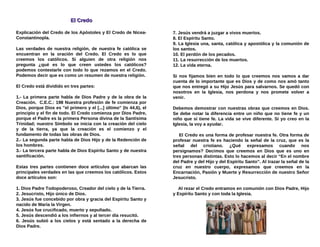 Bosquejo para Entrega del Credo en Confirmación y Comunion | PDF