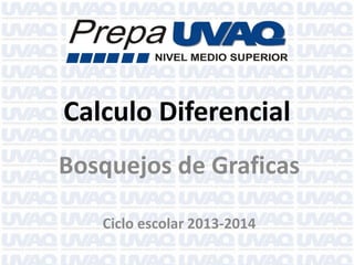 Calculo Diferencial
Bosquejos de Graficas
Ciclo escolar 2013-2014

 