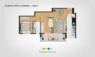 PLANTA TIPO 2 DORMS. – 55m2*
 
