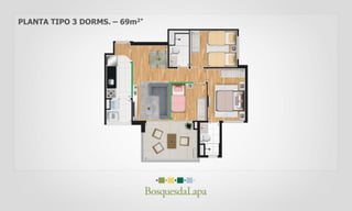 PLANTA TIPO 3 DORMS. – 69m2*
 