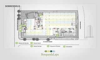 01
02
03 04
05
Acesso de Veículos01 Acesso Social02
Acesso Serviço03 Clausura e Portaria04
SOBRESSOLO
05
Bicicletário05
 