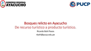 Bosques relicto en Ayacucho
De recurso turístico a producto turístico.
Ricardo Bohl Pazos
rbohl@pucp.edu.pe
 