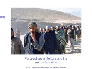 Perspectives on torture and the
war on terrorism
31
© 2012, The McGraw-Hill Companies, Inc. All Rights Reserved.
 
