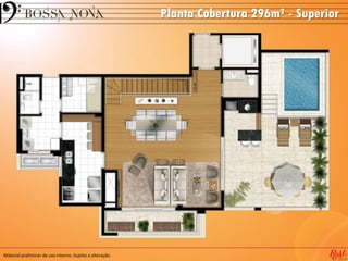 Material preliminar de uso interno. Sujeito a alteração.
Planta Cobertura 296m² - Superior
 