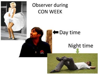 Observer during
CON WEEK
Day time
Night time