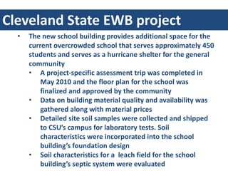 Cleveland	State	EWB	project
• The	new	school	building	provides	additional	space	for	the	
current	overcrowded	school	that	s...