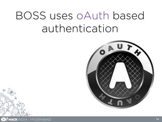 BOSS uses oAuth based
authentication
14
 