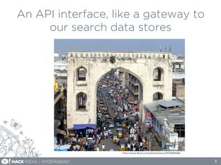 An API interface, like a gateway to
our search data stores
5
http://www.flickr.com/photos/ianus/9033400968/
 